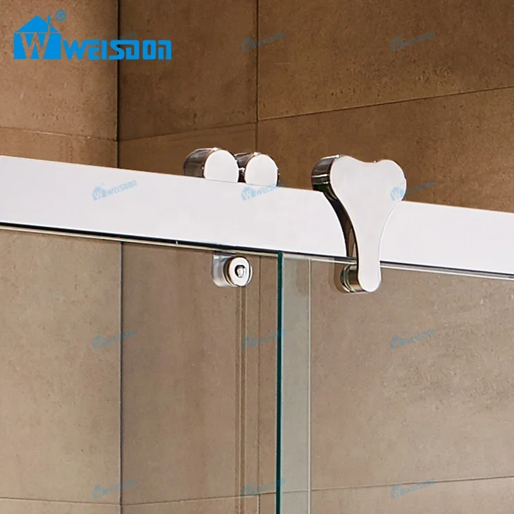 Weisdon Bathroom Stainless Steel Shower Screen Double Sliding Tempered Glass Framed Shower Door