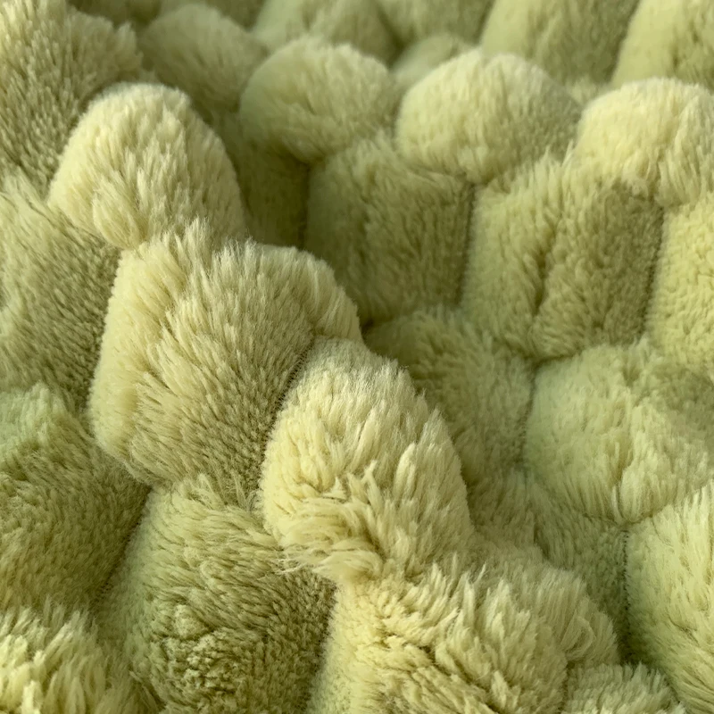 Green Color Dimensional Polyester Knitted Blanket Clothing Fabric