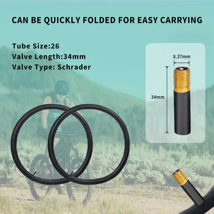 24x1.95/26x1.95 Inch Comfortable Bike Tire Cushioned MTB Folding Replacement Bicycle Inner Tubes Levers 1 2 Pack Mountain Bikes