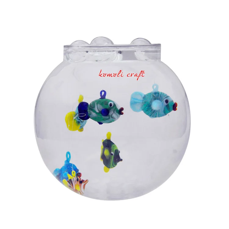 Маленькая плавающая стеклянная фигурка рыбы для украшения аквариума