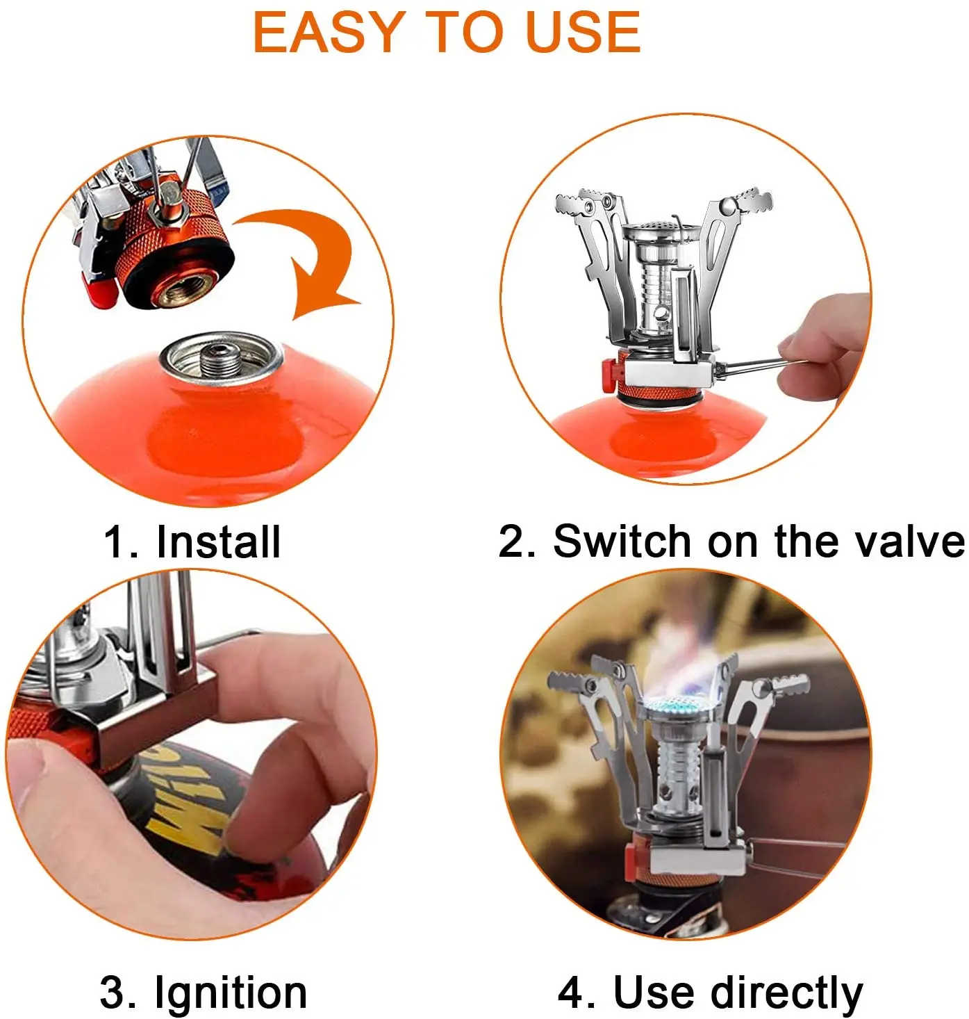 Ultralight Backpacking Stove with Piezo Ignition Portable Mini Stove for Outdoor Camping Hiking Cooking Hunting Fishing