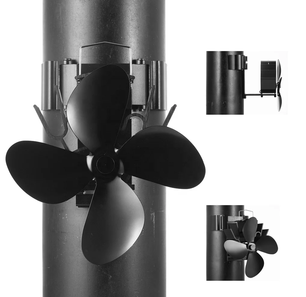 Indoor Home Heater Magnetic Flue Stove Fan Heat Powered 4 Blades Ecofan Wood Fireplace Sets Accessories