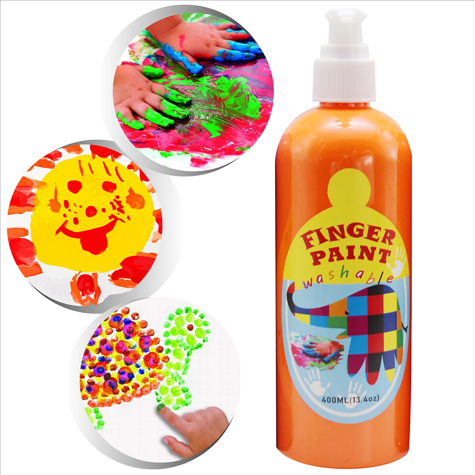 Skin-friendly Non-toxic Kids Diy Finger Painting Colorations Simply Washable Tempera Paint 400ml Finger Paint bath paint