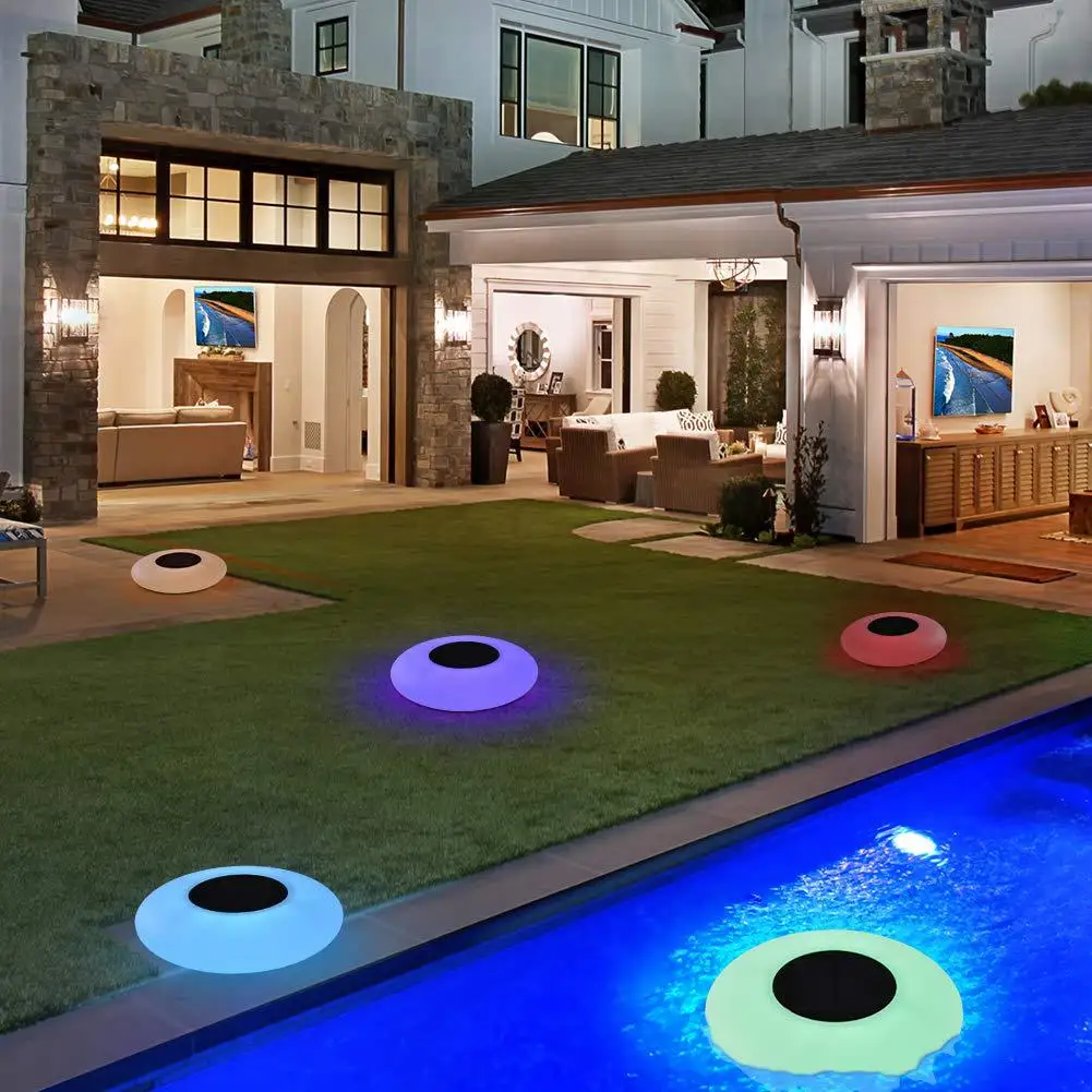 Decorative Lighting Floating Solar Light Flat Ball for Swimming Pool