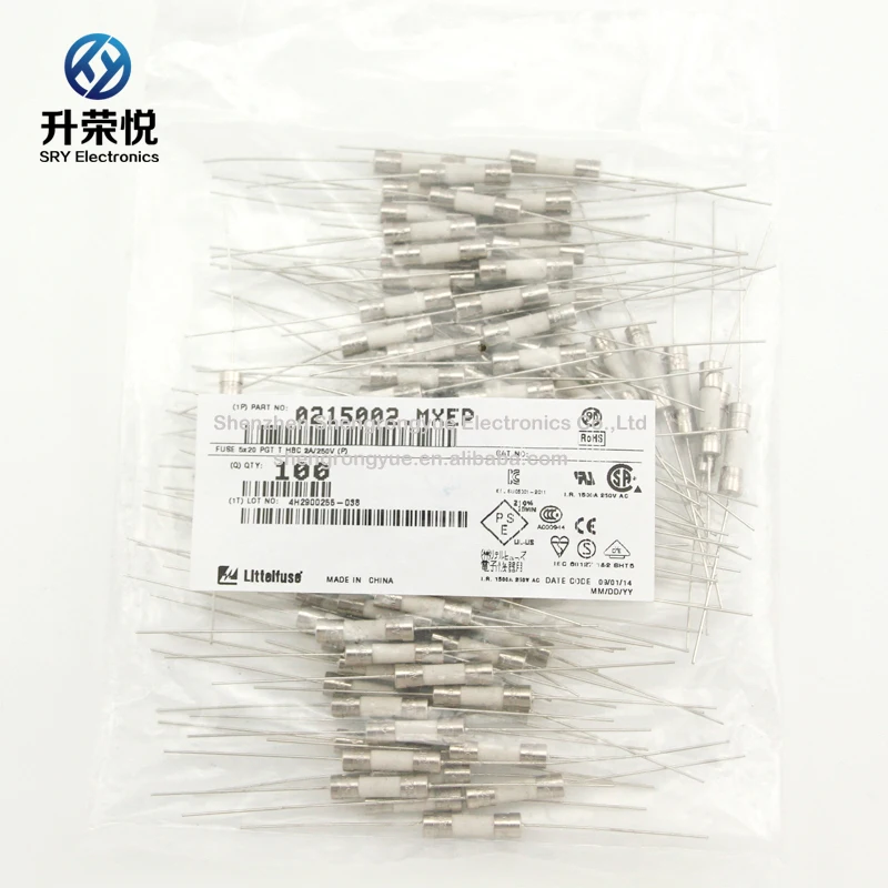 Littelfuse 021502,5MXEP керамический предохранитель T2.5A 250 В 5*20 мм медленный удар предохранитель с осевой привести