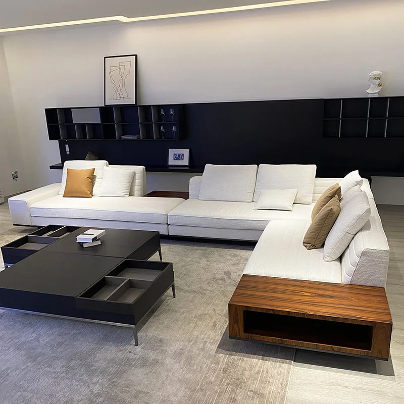 Italian living room corner sofa set furniture high end home fabric sectional Minimalism sofa set design