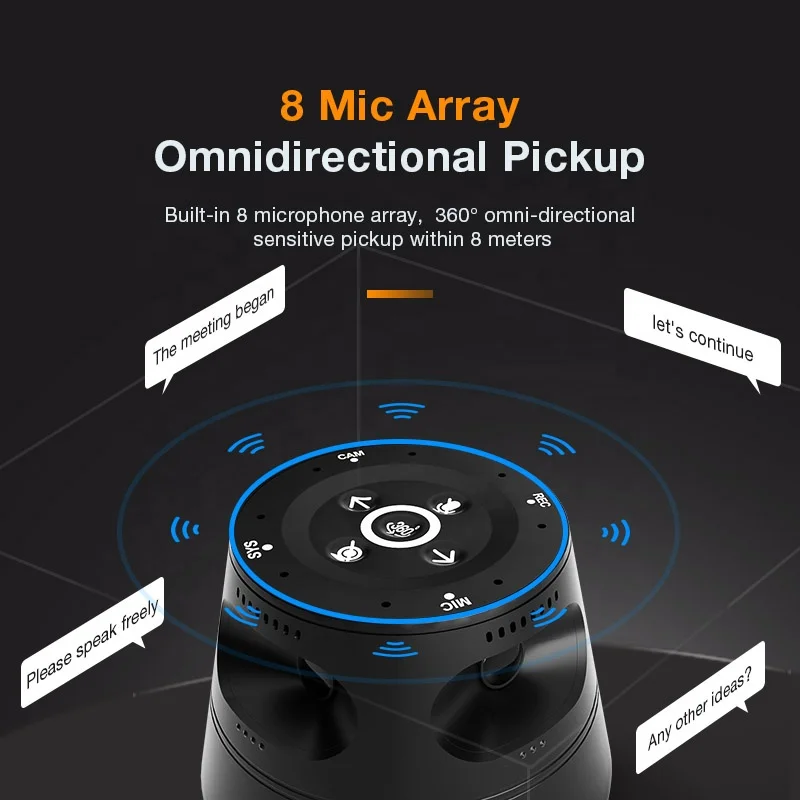 Anywii 1080p usb camera 360 webcamera audio voice tracking web camera with microphone