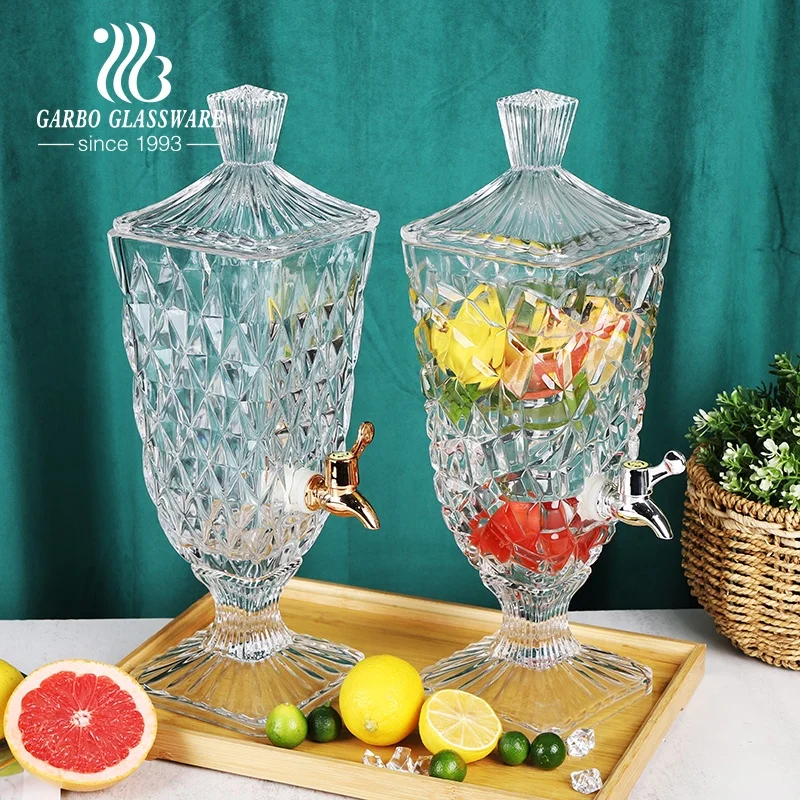 Hot Selling Glass Drinking Jar Beverage Dispenser with Tap 1.5l 2L Large Juice Serving Glass Bottle Jug Dispenser with Faucet