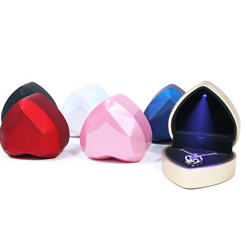Heart LED Light Jewelry Creative Ring Jewelry Collect Gift Box High-end Necklace Jewelry Box Pendant Packing Box