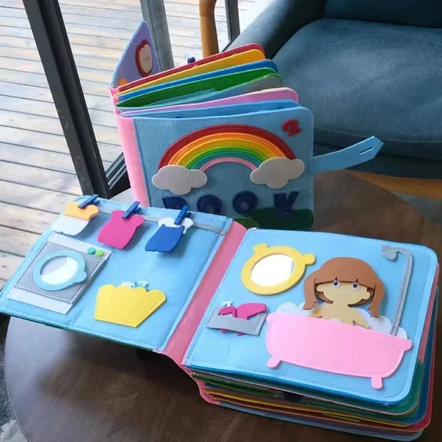Washable Baby Felt Soft Book Cloth Book 3D Baby Bath Educational Learning Toy Quiet Busy Book 50 Opp Bag Unisex Picture Shows