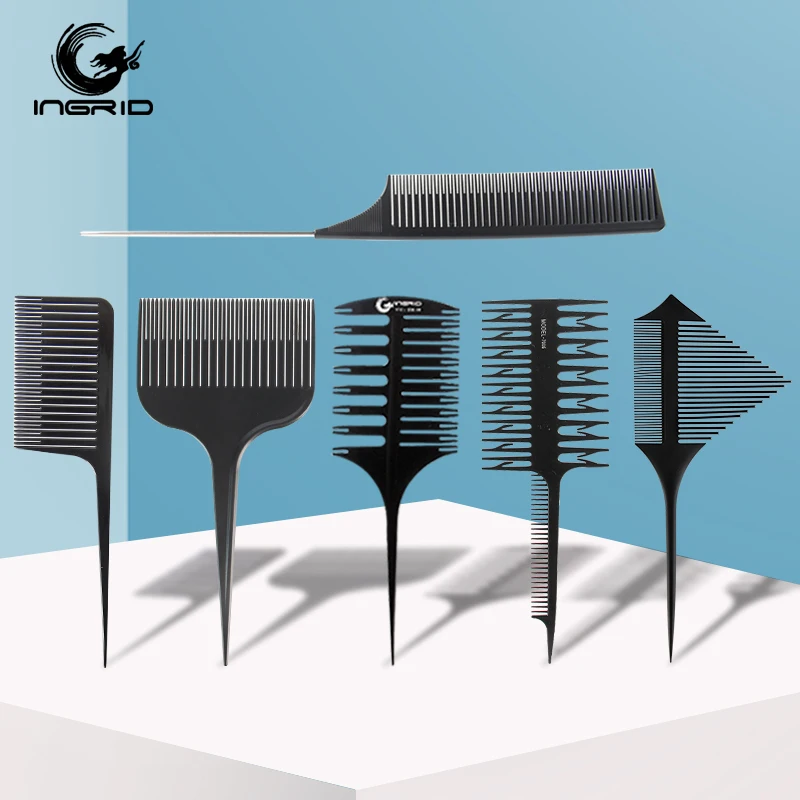 customized logo professional salon tools hair dyeing combs set heat resistance hair highlight combs for barber