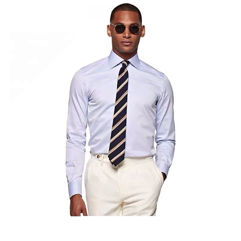 OEM MTM сшитой на заказ с длинным рукавом в клетку хлопчатобумажные мужские рубашки свободного покроя полосатый Формальные смокинг рубашки для мужчин