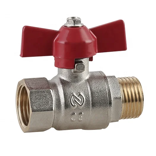 1/2 inch 3/4 inch 1 inch Female Male PN25 Brass Ball Valve with Red Butterfly Handle