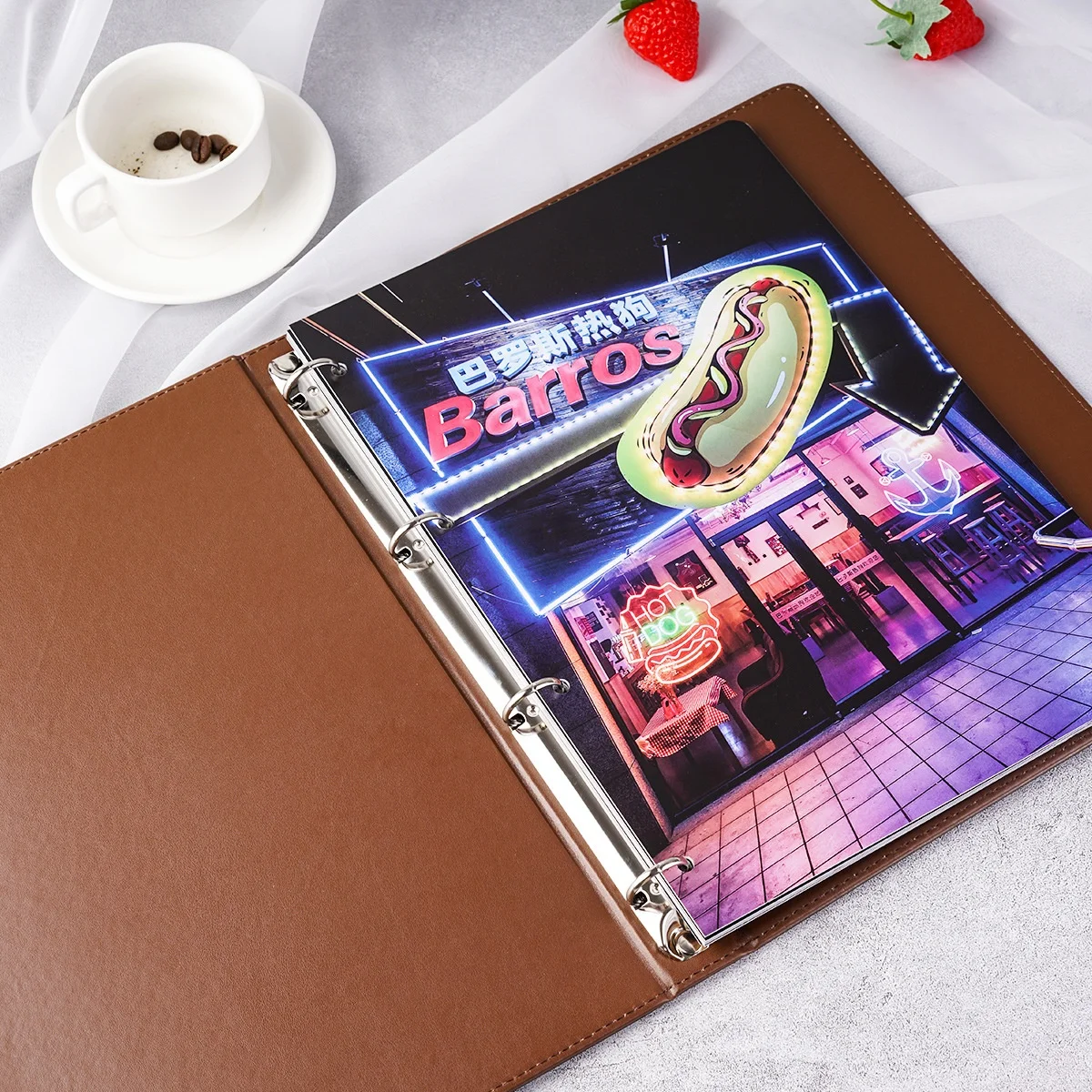 4 Holes A4 PU Leather Ring Binder Menu By High Quality Manufacture Factory From Yimi