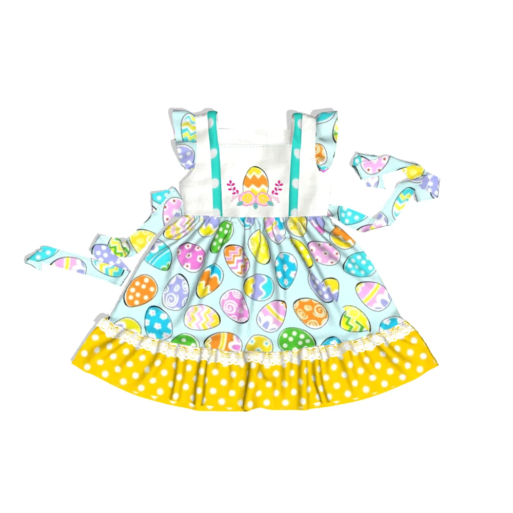 
high quality girls dress girl Easter rabbit dress beautiful floral girl dress wholesale 