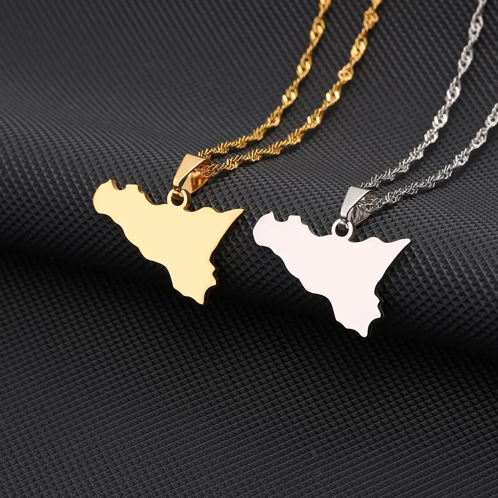 Wholesale Smooth surface Sicily Italy Region Stainless steel Pendant Necklaces Jewelry for Women Girls
