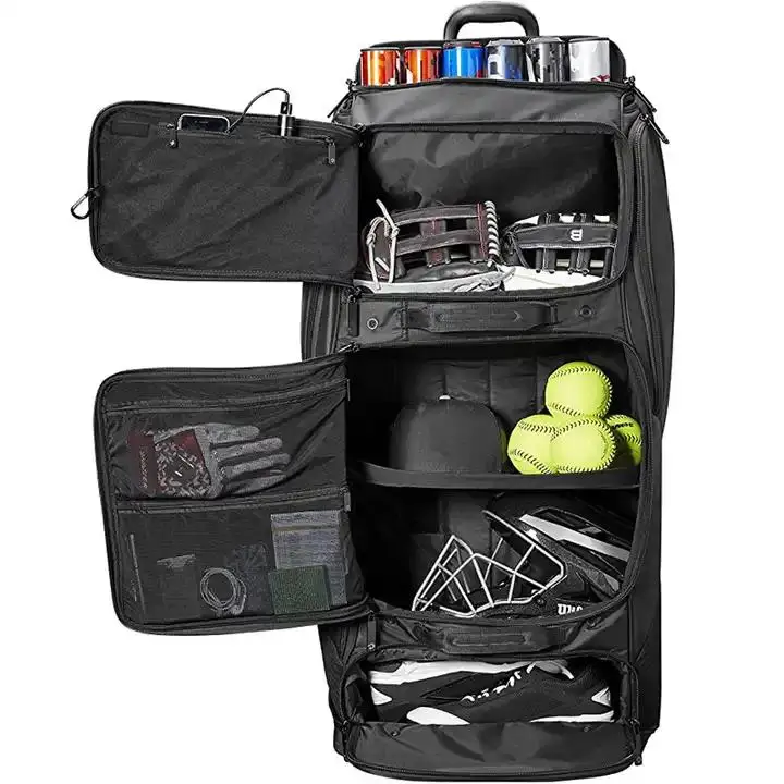 Outdoor Wheeled Catchers Gear Large Bat Roller Cricket Softball  Equipment Softball Bag with Wheels Rolling Baseball Bag