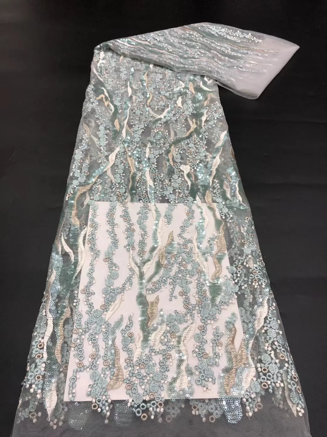 New button Coral sequin cloth 3mm irregular shape wedding dress dress fabric sequin mesh embroidery tablecloth