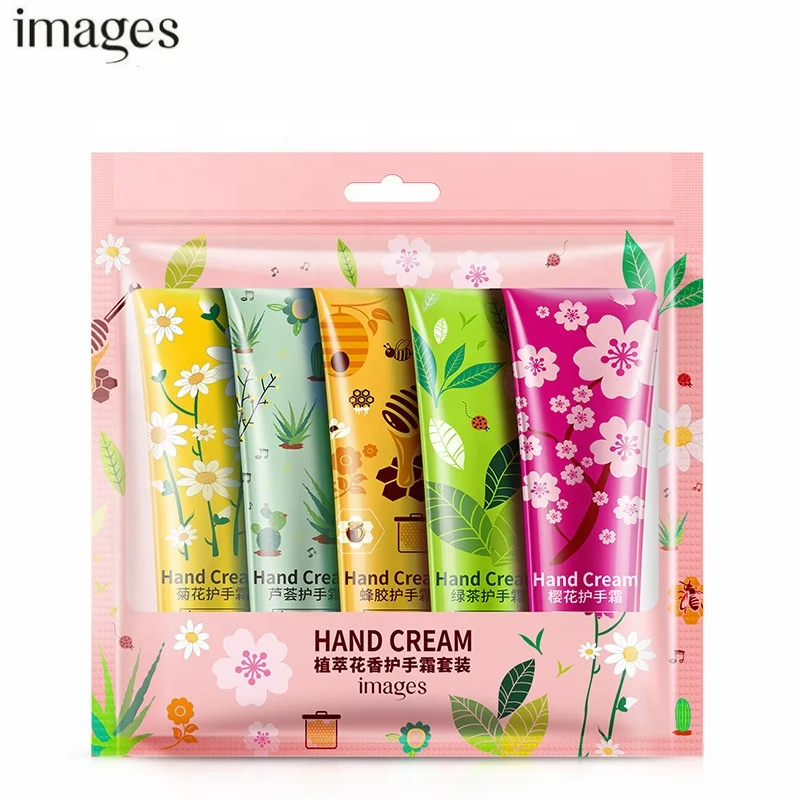 IMAGES Moisturizing Nourishing Anti Chapping Anti Aging Plant Flowers Winter Mini Hand Care Lotion Set 5pcs Hand Cream