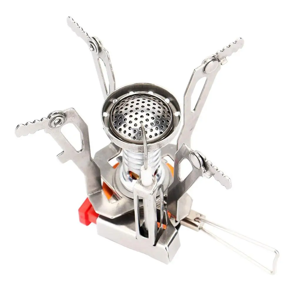 Portable Camping Stoves Backpacking Stove with Piezo Ignition /Stable Support Wind-Resistance Camp Stove for Outdoor Camping