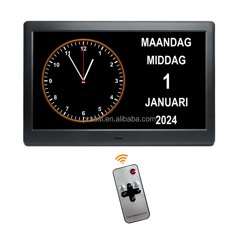 Best Selling Large Display XXL XXXL Smart Auto Dimming Digital Calendar Clock 10 10.1 Inch Medication Reminder Dementia Clocks