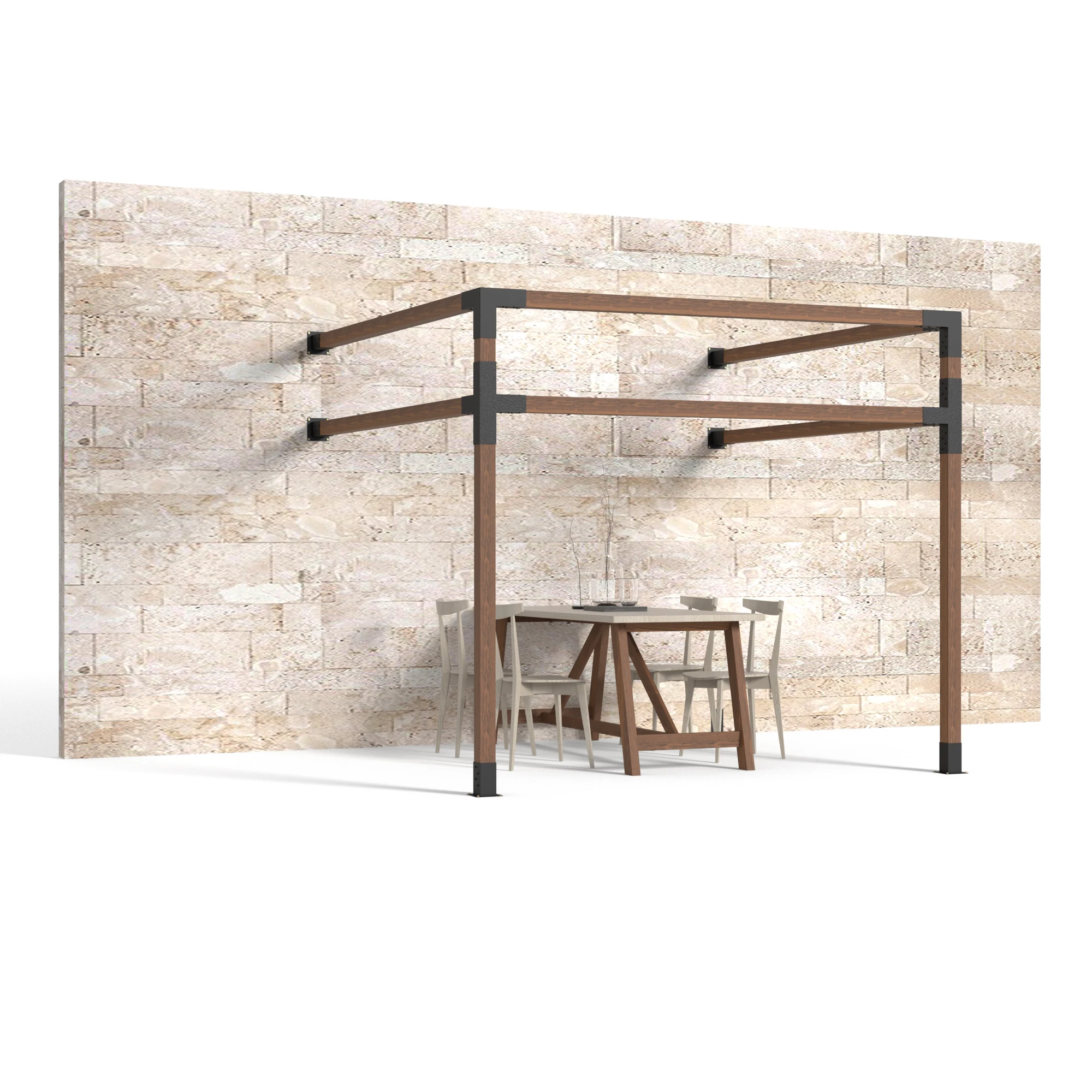 Modular Sizing Pergola Bracket 4x4 3-Way 90 Corner Carbon Structural Steel Pergola Kit Steel Brackets