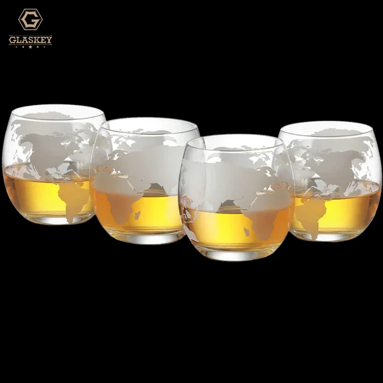 Globe Whiskey Decanter Gift Set - Etched World Map Whiskey Decanter With 4 Glasses Whiskey Creative Gift Set
