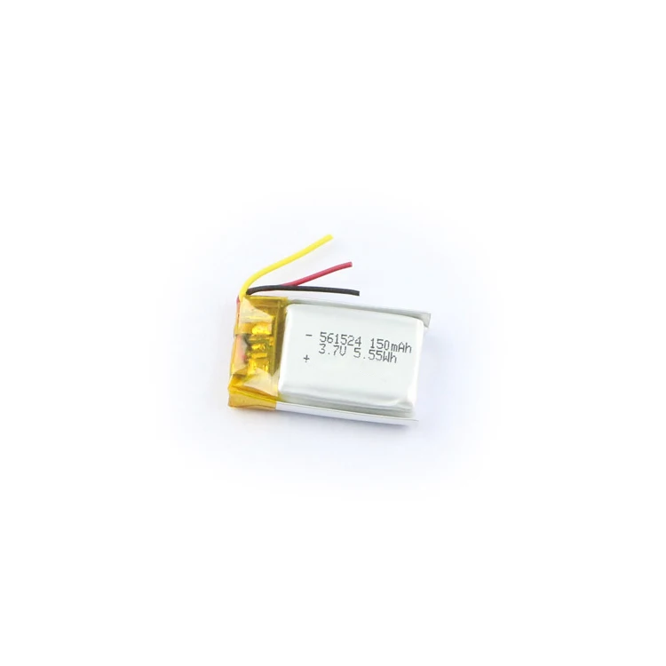 3.7v Smallest Li Ion Battery Flat Cell 150mah Smart Watch Rechargeable Lithium Polymer Batteries 561524 Sliver Lipo Battery ROHS