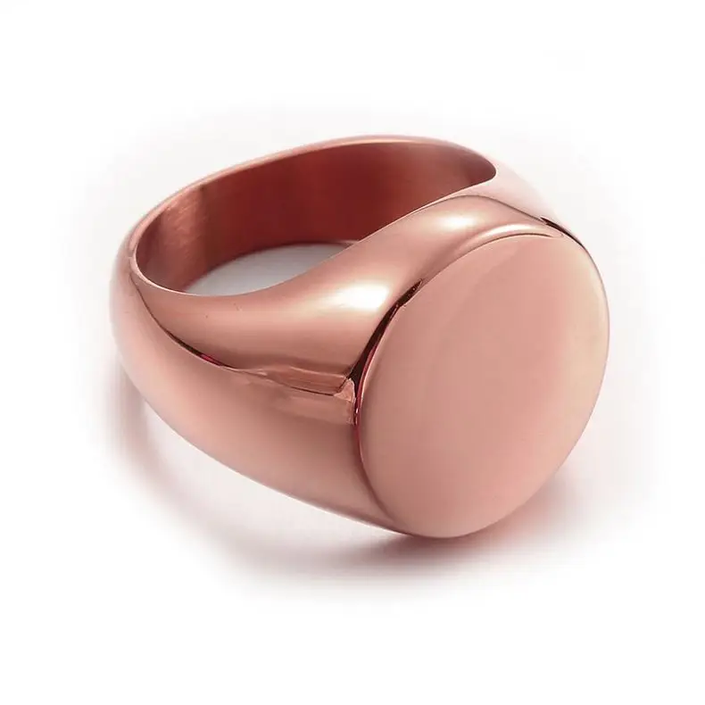 Gold Square Stainless Steel Men Signet Ring Compass Ring  Titanium Silver 316L Stainless Steel Rings