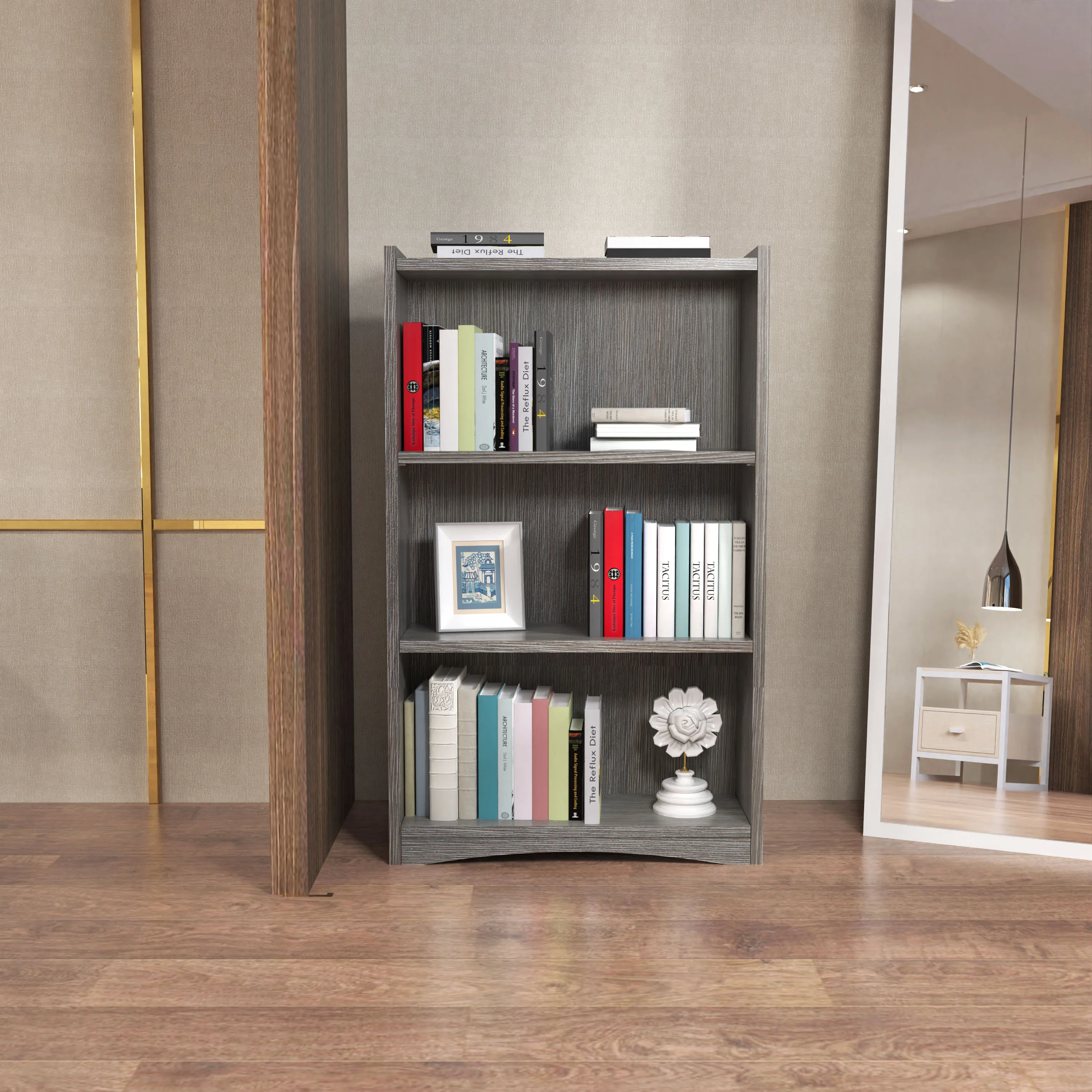 Custom minimalist home bookshelf with storage living room wooden multi-functional bookcase
