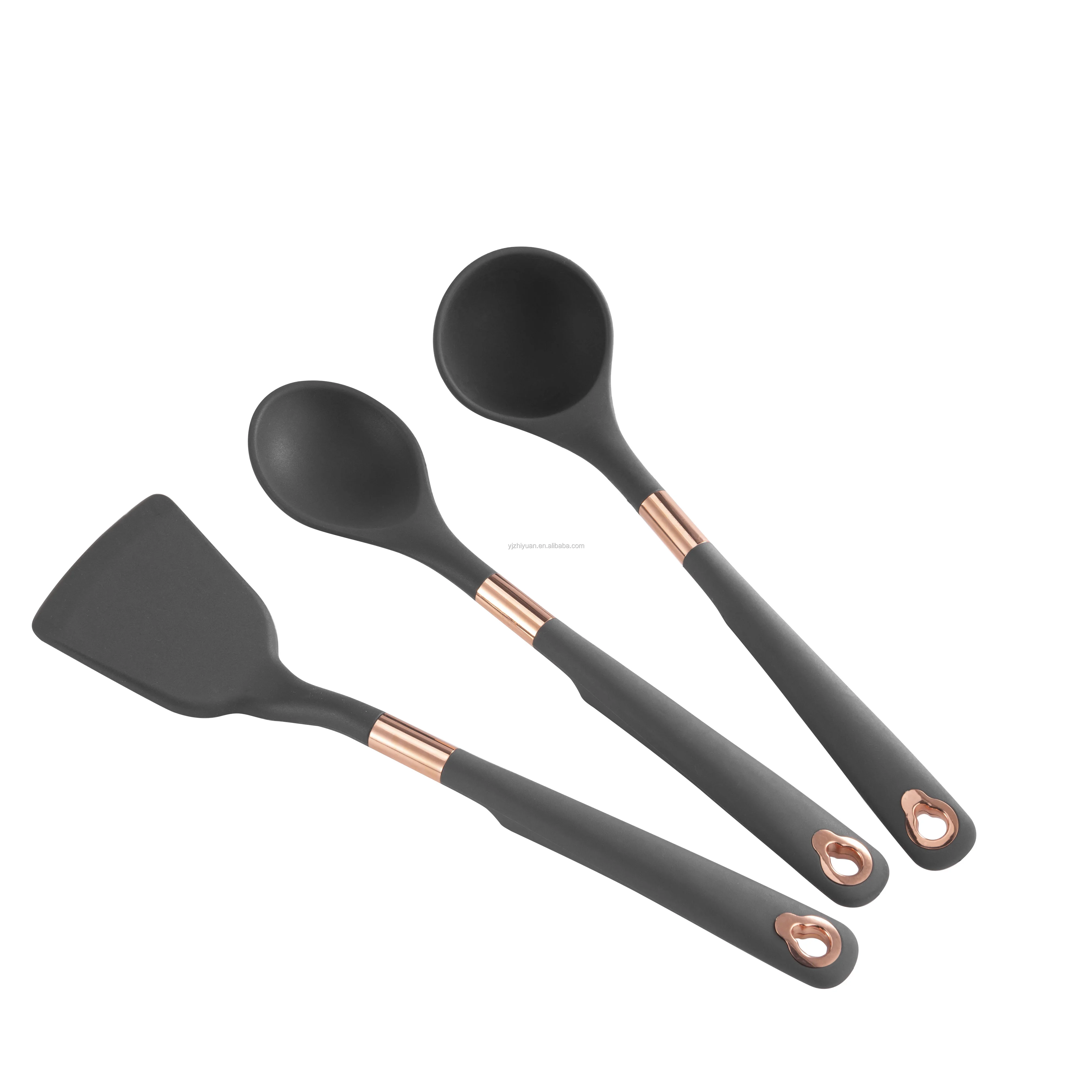 Небольшой минимальный заказ розовое золото Легкая очистка термостойкая силиконовая кухонная утварь для