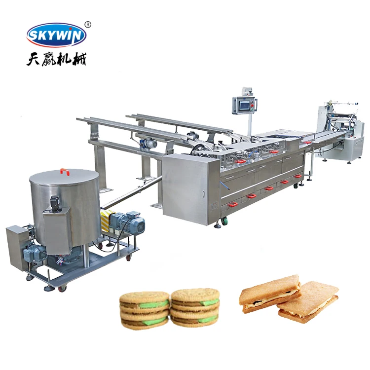 Skywin Hard And Soft Biscuit Automatic Sandwich Making Machine With Package Machine
