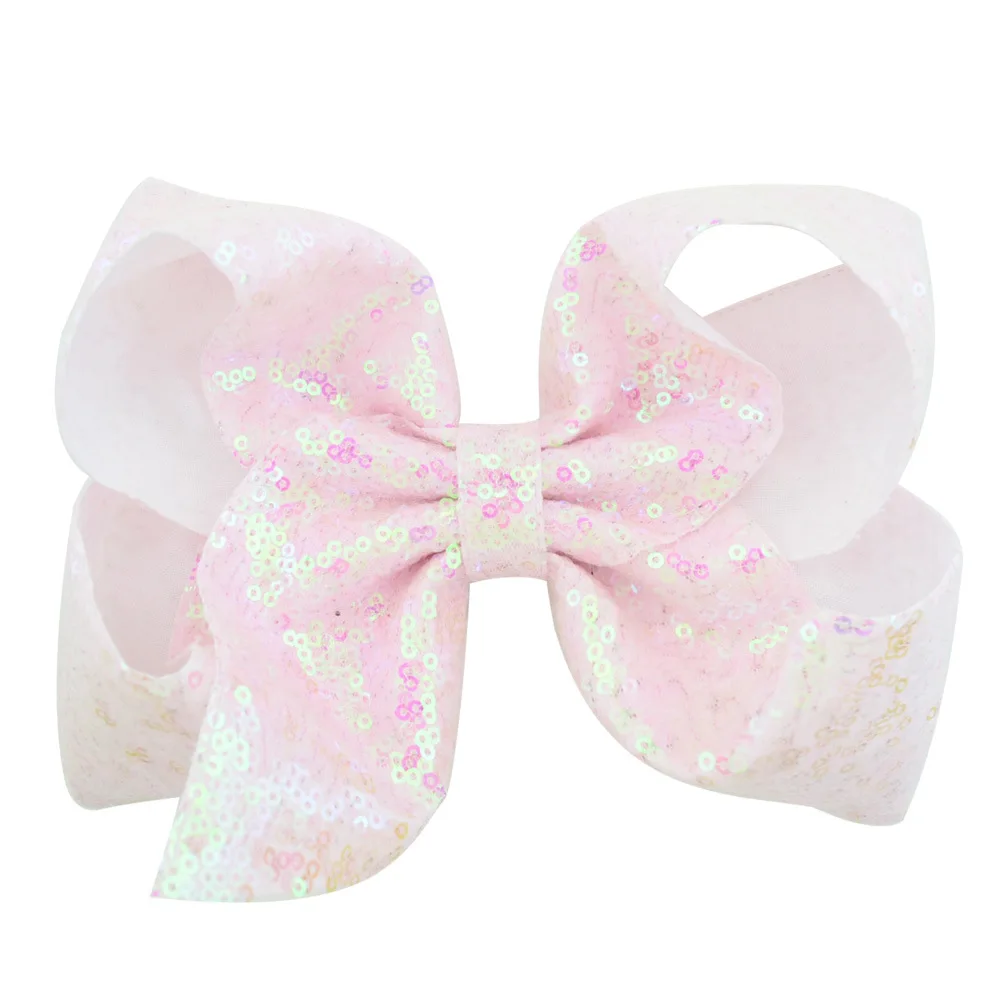 IFOND Baby 8 Inch Hair Bows Sparkly Glitter Sequin Bows Hair Clips For Toddlers Girls Rainbow Hair Accessories
