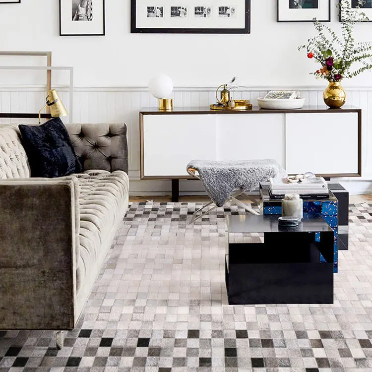 High Quality Home Full Cow Leather Rugs Cowhide Carpet for  Living Room