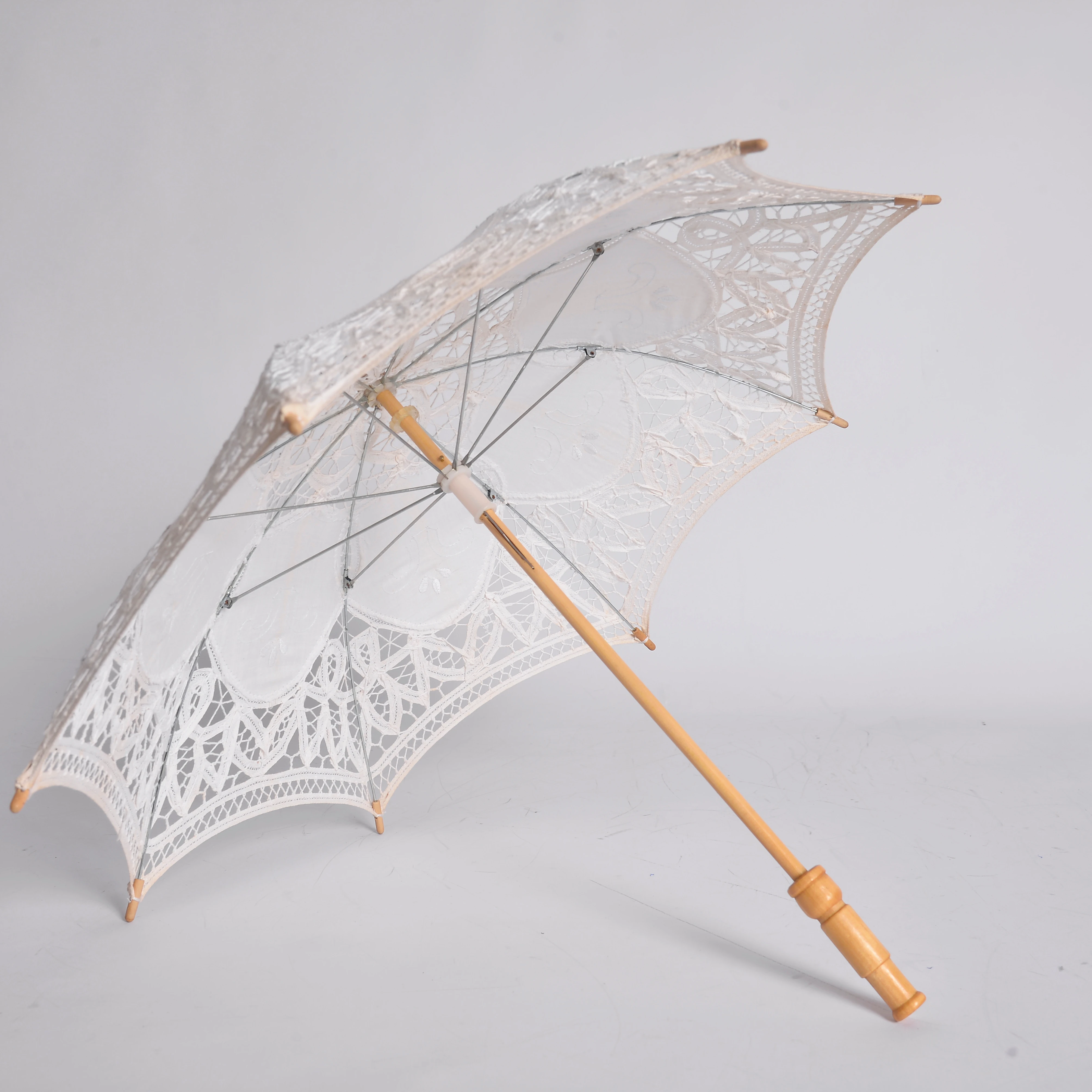 Umbrella Manufacture White Craft Kids Mini Decoration Umbrella Lace Parasol Wedding Auto Open Pantone Color Wood S/L Umbrellas