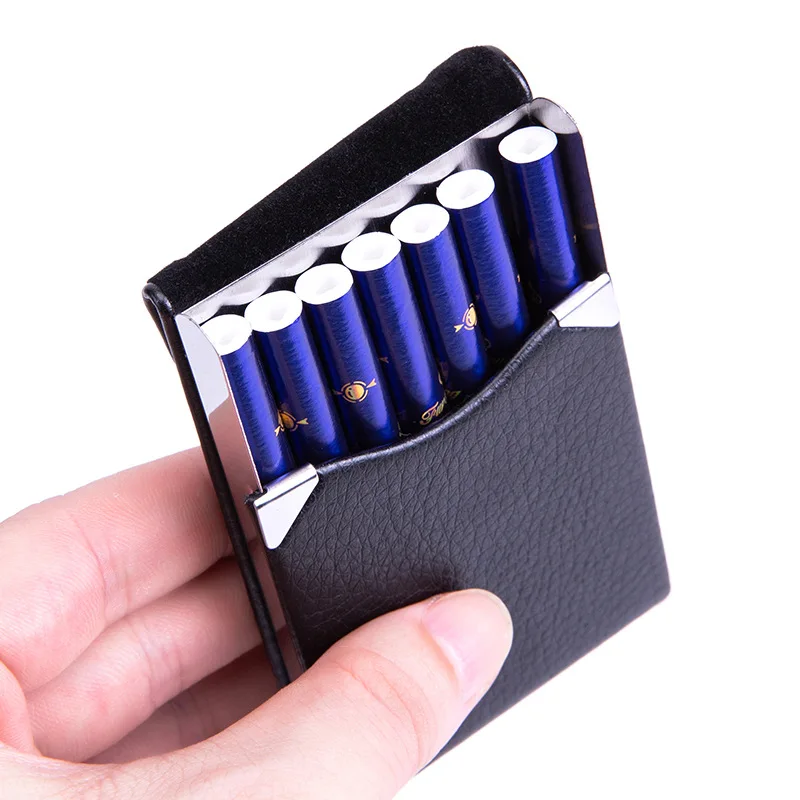 New Designer Stainless Steel PU Men or Women Business name Card Holder leather metal cigarette case box