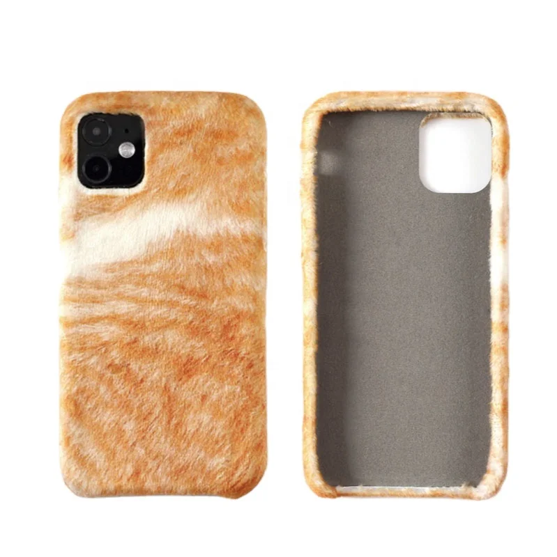 
Customized Patterns cloth cat fur Animal grain Soft wool furry fur mobile phone cover for iphone 12 11 12pro Xsmax 8 7plus SE XR 