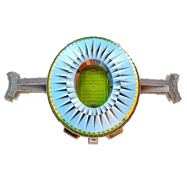 Nice design 168pcs paper EPS 3d football stadium puzzle with LED light