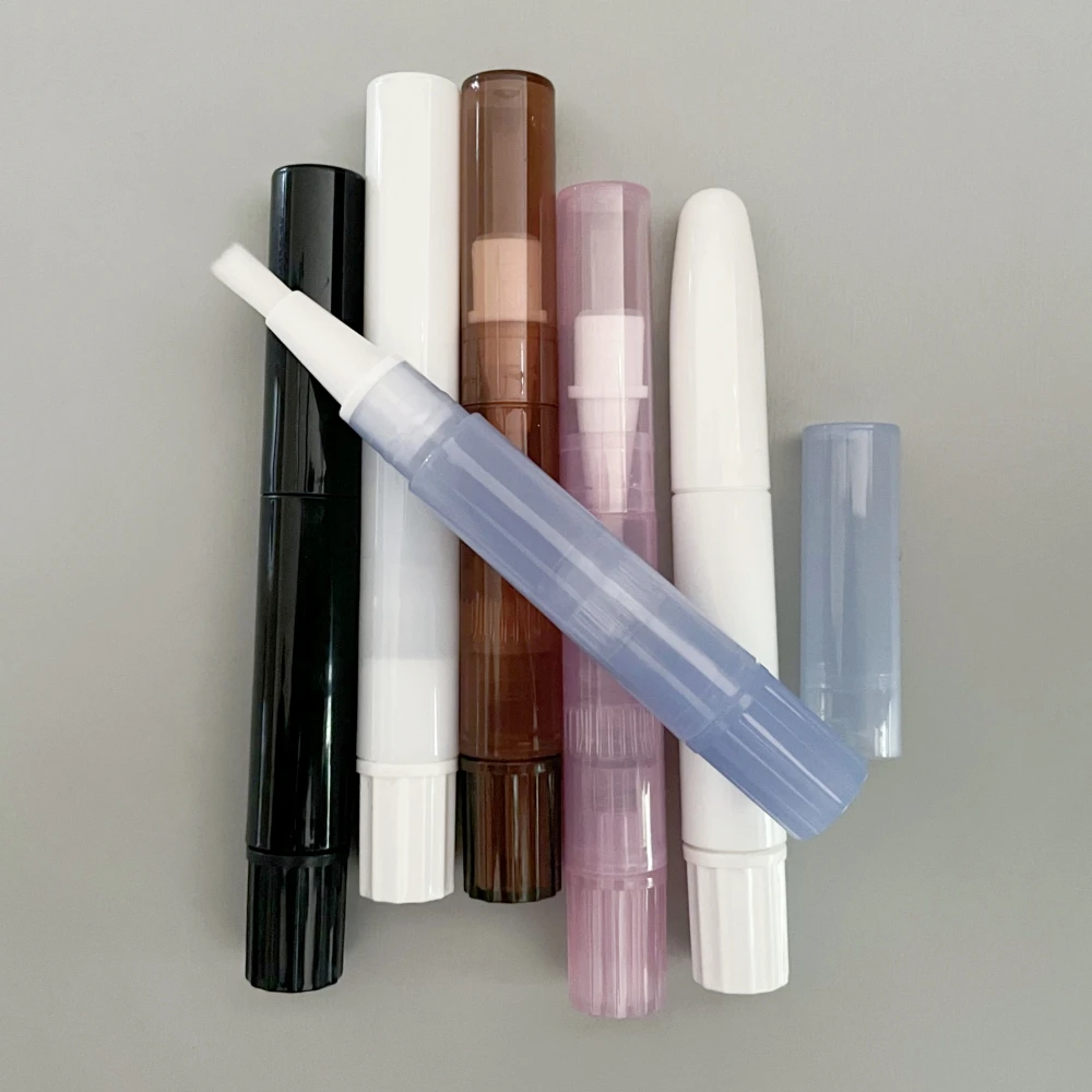 Customized Semi transparent Color Manufactory Private label 1ml mini Liquid Container tube twist Cosmetic pen with brush