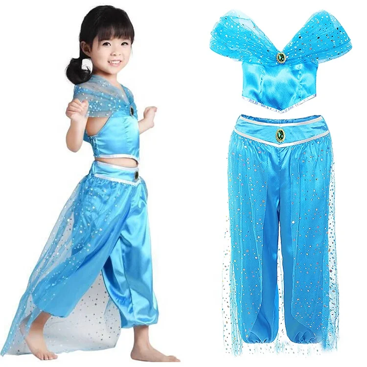 Big Girls Clothing Aladdin Lamp Kids Girl Jasmine Princess Dress Cosplay Costume  Costumes Hot Costume 3pcs