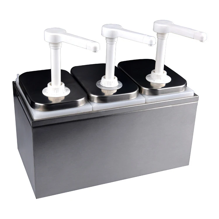 Food Grade Restaurant Stainless Steel Catering Ketchup Condiment Box Plastic Sauce Dispenser Pump For Easy Squeezing