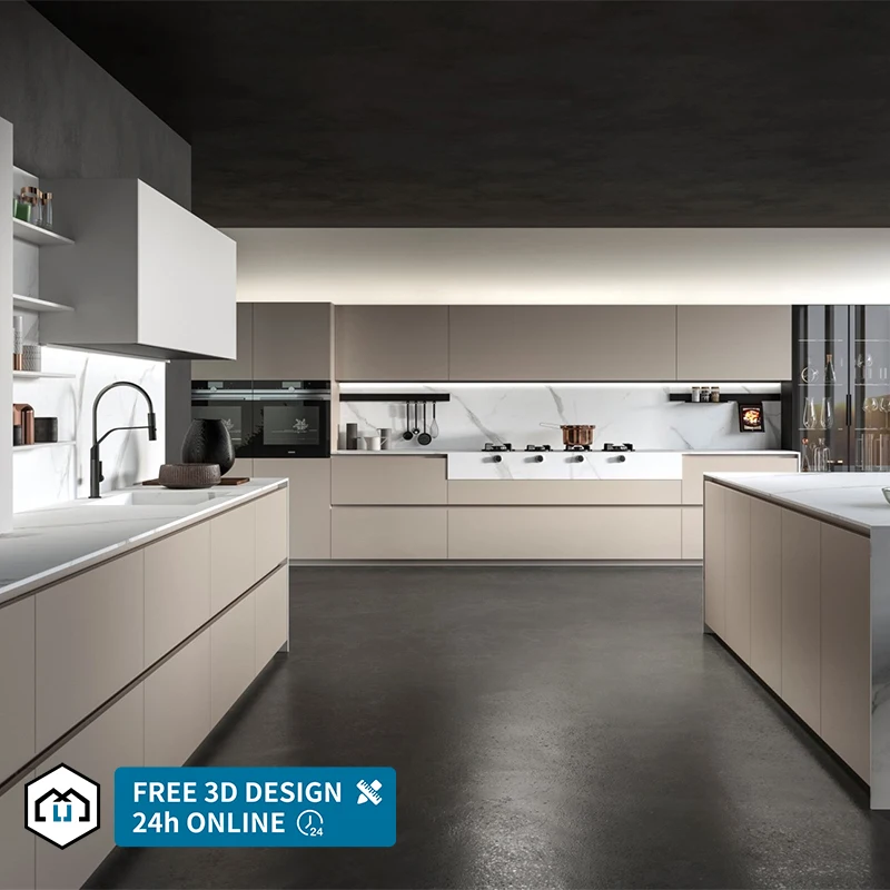 automatic Factory Price Kitchen Modular Furniture Wood Grains Cabinet Wholesale White Kitchen Cabinets Made in China