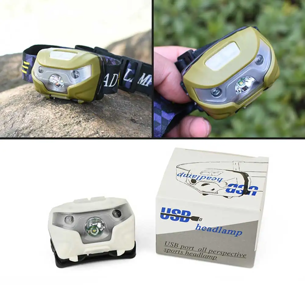Outdoor LED Headlamp, USB Rechargeable IP33 Waterproof Headlight