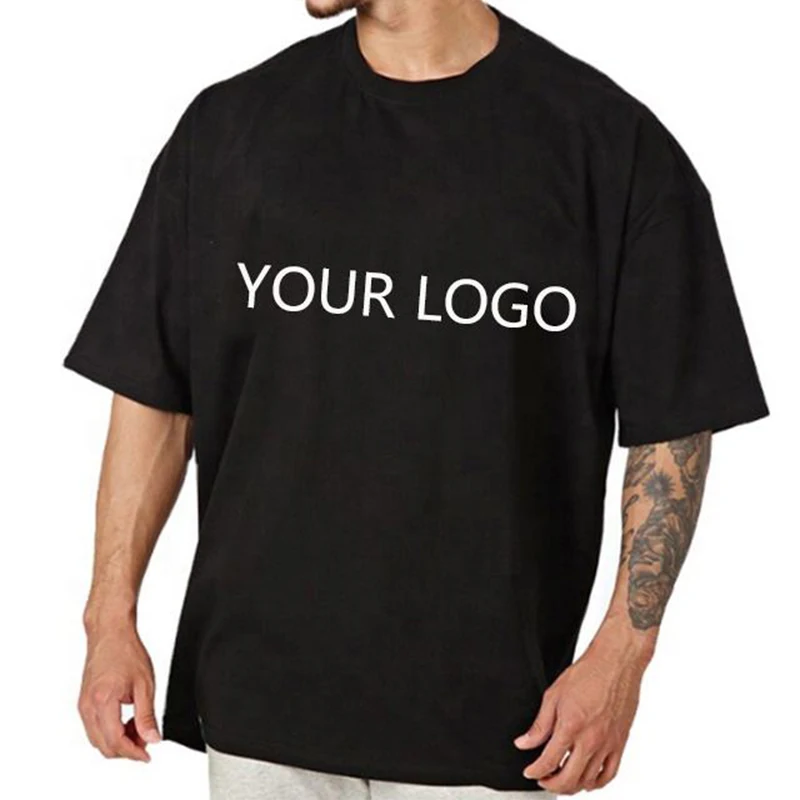 Wholesale Custom Embroidered Logo 240g 100% Cotton White T Shirt Dropped Shoulders Blank Plain Oversized Mens Tshirt