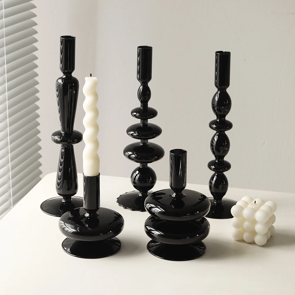 Wholesale Customizable nordic style home wedding dinning decoration borosilicate glass candleholder candle holder