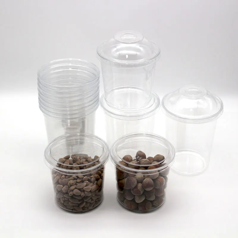 Custom 12 16 24 32 Oz Food Grade Packaging Cups Custom Logo Disposable Plastic Pet Deli Container Salad Bowl With Lid