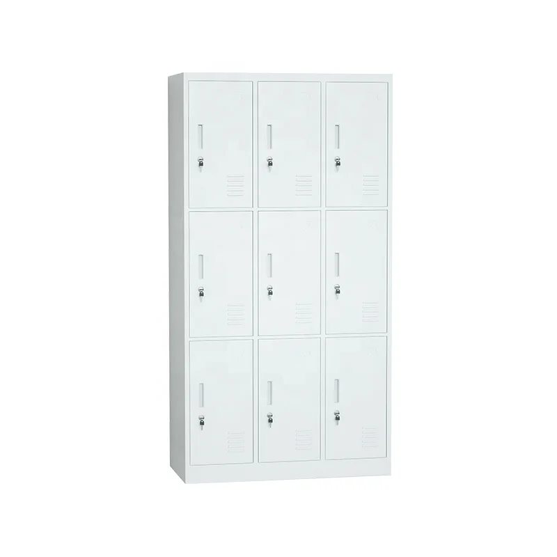 High quality school students metal storage locker 9 doors staff gym locker for clothes steel locker cabinet