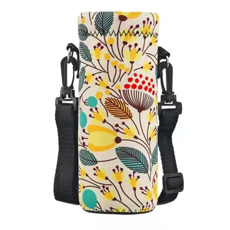 Factory Neoprene Cup Cover Heat Insulation Out-door Sports Adjustable Shoulder Strap Water Bottle Holder Bottle Cover