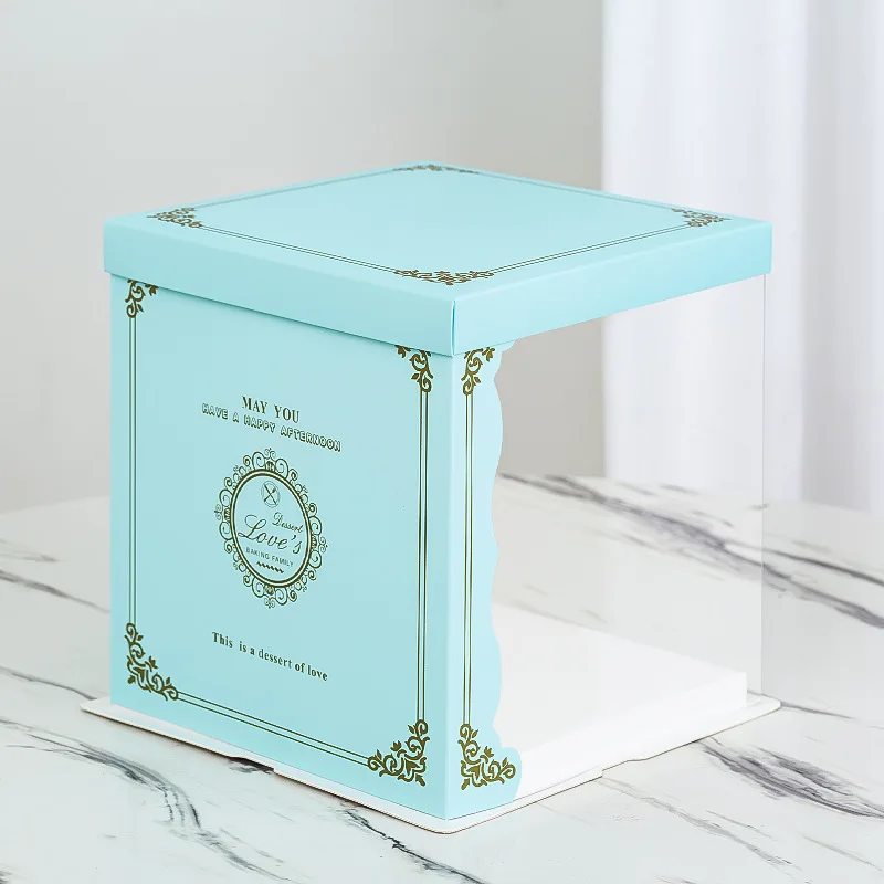 Wholesale Custom Logo Transparent Clear PET PVC Plastic Square Cake Box for Birthday Wedding & Bakery Cake Packaging