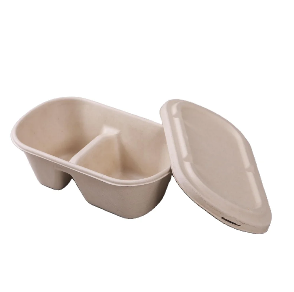 Customized BPA Free Sugarcane Bagasse Pulp Biodegradable to go containers food disposable tableware